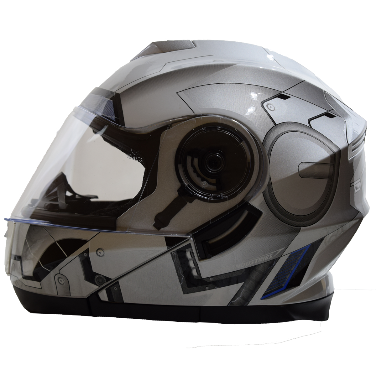 CASCO ABATIBLE IRON MAN PLATEADO BRILLANTE - DINAMO